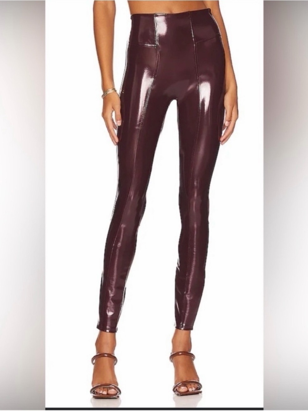 SPANX High-Waist Patent Leggings in Deep Burgundy size L NWT